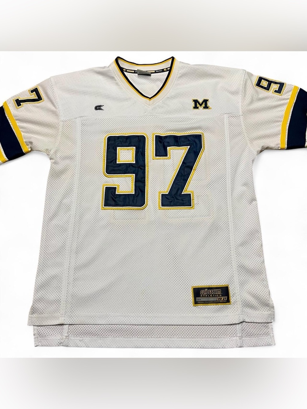 Vintage Michigan Wolverines Football Jersey Colosseum Athletics White Mens Large